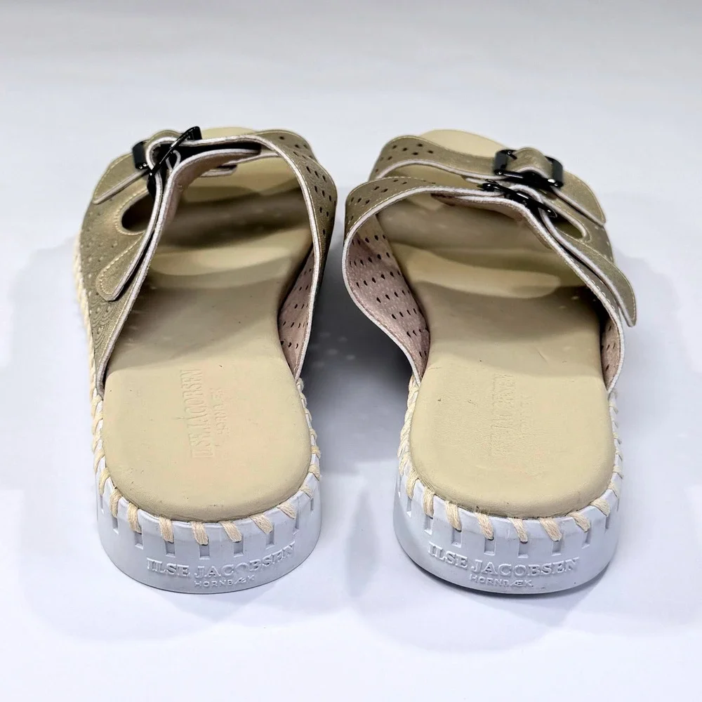 Ilse Jacobsen Tulip 1176 ML Sandal Women 40 Gold Metallic Laser Cut Buckle Slide